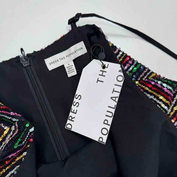 Dress the Population | NWT Viviane Rainbow Sequin Ruched Mini Dress - Picture 6 of 8